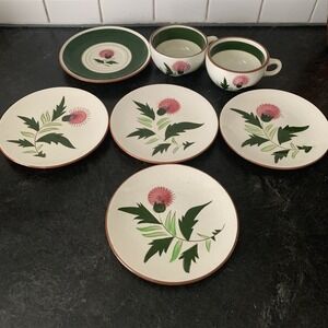 Stangl Pottery "Thistle" Design‎ Teacups and Saucers Lot 7